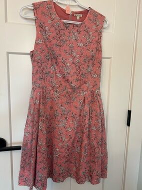 Gap Pink Floral Fit & Flare Dress Size 4 Sleeveless Cotton